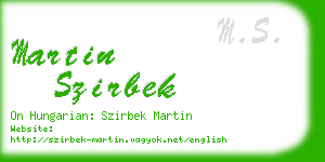 martin szirbek business card